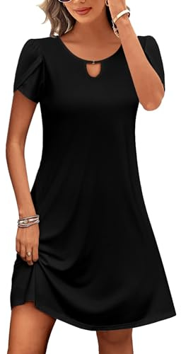 ZEAGOO Women's Summer Casual T Shirt Dress Solid Color A Line Mini Dresses