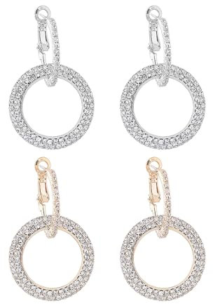 FDGGT 2 Paar Diamant-Ohrringe, Damen-Modeschmuck, Anhänger-Ohrring-Dekoration, Schmuck, Bekleidungszubehör-Ohrringe