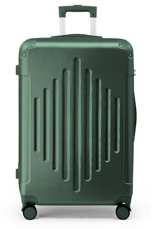 LEADZM Handgepäck-Koffer aus ABS, Reisekoffer, Leichter Kabinenkoffer mit 360° Spinner-Rollen, Zahlenschloss & verstärkten Ecken, Flugzeugtauglich (Dunkelgrün, M, 55CM)