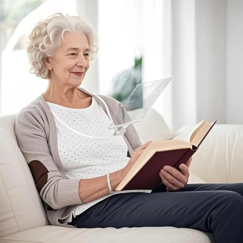 Lente di Ingrandimento per Lettura 4x, Lente Ingrandimento da Tavolo O Mano per Libri, Ricamo, Mappe, Anziani, Hobby, Lente D'Ingrandimento Grande Rettangolare al Collo Mani Libere