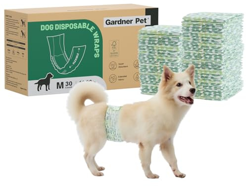 Gardner Pet Pañales Desechables para Perros Macho M-30 Unidades, con Indicador de Humedad, Diseño de 6 Capas Antifugas, Ideales para Entrenamiento de Cachorros y Cuidado por Incontinencia