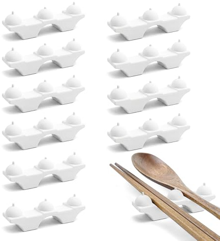Silicone Chopstick Holder, BPA Free Kitchen Countertop Chopstick Rest for Forks, Spoons, Knives, Chopsticks, Home & Restaurant Use (10, White)