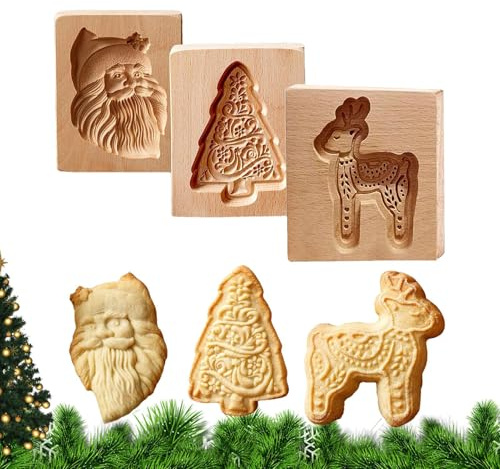 Stampo per Biscotti - Utensili da Forno in Legno Riutilizzabili,Stampo Inciso Per Burro Da Cucina | Per Biscotti Al Burro, Frollini, Cioccolato, Zucchero, Moocake, Torte,