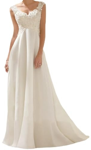 GoldeneAmeisen Vestito da Sposa Donna,Abito da Sposa Semplice,Abito da Sposa per Matrimonio Civile,Leggero E Liscio,Adatto per Matrimoni in Chiesa E Matrimoni in Spiaggia