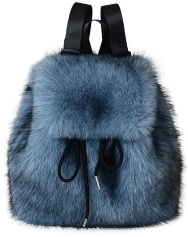 Mochila de para Mujer Bolso Estilo Pelo Falso con Cordón