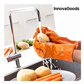 InnovaGoods Gants nettoyants pour éplucheurs de Fruits et légumes en PVC Orange 27 x 17 x 1 cm