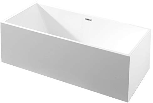 BERNSTEIN Freistehende Badewanne aus Sanitäracryl Wanne mit Doppelwandiger Konstruktion 170 x 75 x 60 cm - 5 Jahre Garantie - Standbadewanne Nadi in Weiß glänzend, Acryl-Wanne