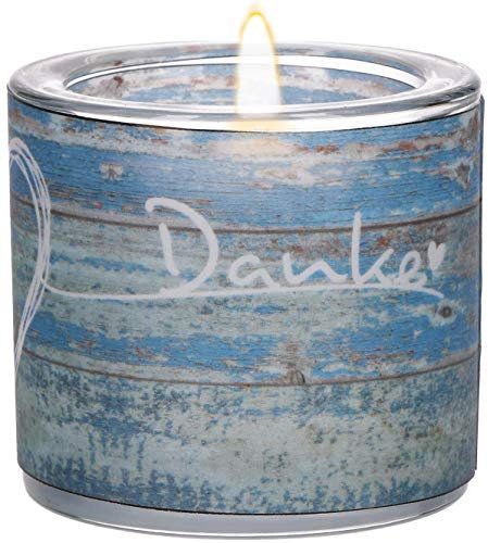 Butzon & Bercker Lichtmomente Windlicht Danke Herz - Teelichthalter mundgeblasen inkl. Teelicht und Geschenkverpackung - christliches Geschenk Liebe Menschen