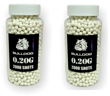 YSAMAX 0.20g BB Pellets, Biodegradable Airsoft Bullets, High-Grade White Plastic Pellets, Round Firing Balls for BB Gun (Pack of 2, 2000 Bullets each)