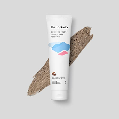 HelloBody Cocos Pure Detox Gesichtspeeling – Kaffee Face Scrub gegen Mitesser & Pickel – Intensiv pflegendes Peeling ohne auszutrocknen – Vegan & 99 % natürlich