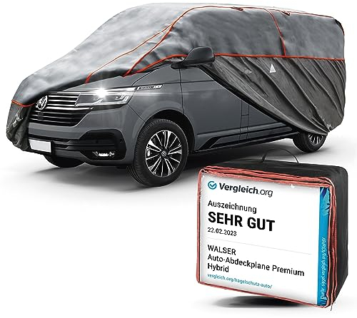 WALSER Hagelschutz Abdeckplane Transporter, Abdeckplane Bus Premium Hybrid, Vergleichssieger Sehr Gut* Bus Hagelschutzplane Größe 12 für VW T4/T5/T6 Ford Tourneo/Opel Vivaro/Mercedes Vito/Viano