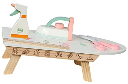predolo Simulation Iron Developmental Sensory Toy Wooden Toy with Wood Ironing Board And Accessories Laundry Play Set