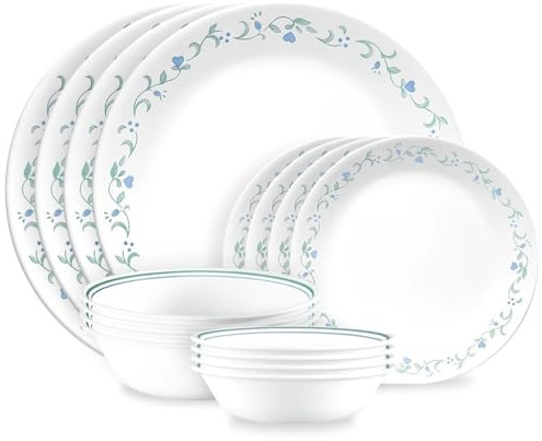 Corelle Country Cottage 16-Piece Mugless Dinnerware Set, Service for 4