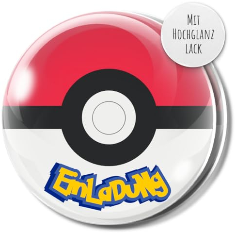 Generisch 12x EINLADUNGSKARTEN mit Fang Ball Design in Hochglanzoptik für coole Mädchen & Jungen Anime Cartoon Kindergeburtstag Party