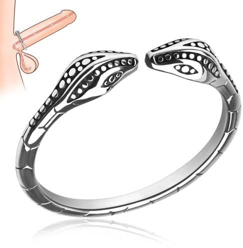 Anello Pene in Acciaio Inossidabile per Uomini, Anelli Peni in Metallo a Forma di Serpente, Gioiello Intimo per Glande, Anello per Glande per Ritardo dell'Eiaculazione, Giochi Erotici SM (2,8cm)