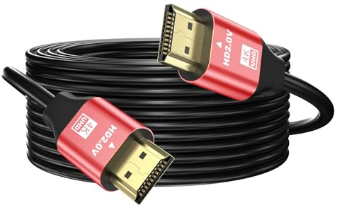 grofyllaa 4K Hdmi Cable 10M, High Speed Hdmi 2.0 Cable 4K@60Hz 2K@120Hz, 3D ARC Gold-Plated Connector Ethernet Audio Video Return HDMI Cord for HDTV/Blu Ray Playback/Projectors/Laptops/PS4/PS5(Red)