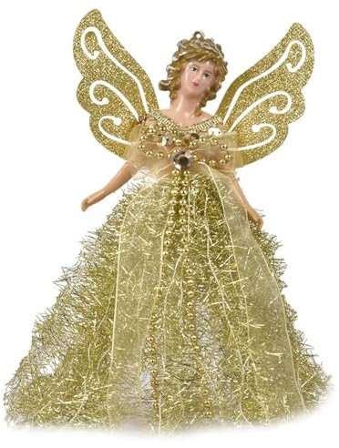 Angelo come punta per albero di Natale – Statuetta a forma di angelo come punta per albero di Natale, decorazione per feste di Natale