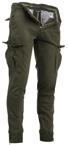 Instinct I Pantaloni Uomo Cargo con Tasche Laterali Slim Fit Autunno Inverno Caldi, Pantaloni Tasconati Multitasche Militari da Lavoro con Elastico alla Caviglia e Coulisse, Taglia 52, Verde MK-606