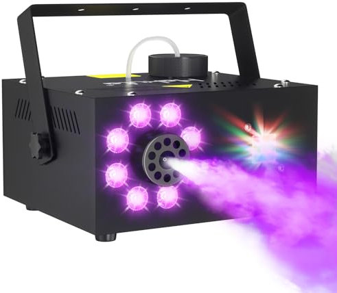 Hakuta Máquina de Humo con 13 Colores, 500W 2000CFM Máquina de Niebla para Fiestas con 2 Mandos a Distancia - Para Bodas, Halloween y Escenarios