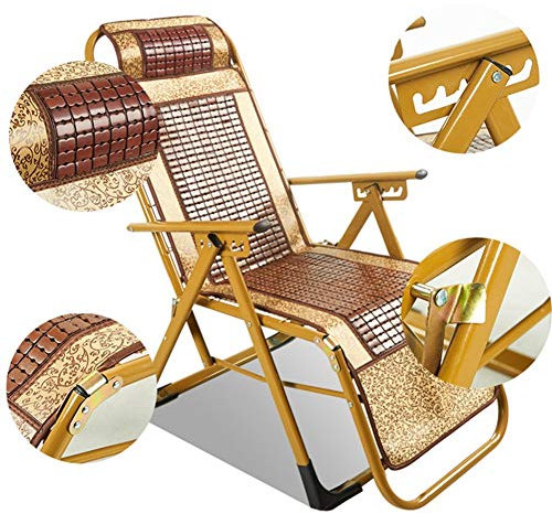 DRFGNF Chaises Longues et inclinables de Jardin, chaises Pliantes en Bambou Jaune, Fauteuil inclinable en rotin résistant aux intempéries pour terrasse, Plage, Balcon, Parc ou Camping, Dossier rég