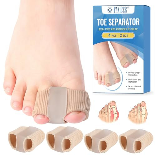 4 Pezzi Separatori per Alluce Valgo Con 2 Passanti, separatore dita piede correttore Valgo lavabile, Distanziatori per Dita Piedi in Gel per Dita Sovrapposte riutilizzabile,Unisex(Skin Colour)