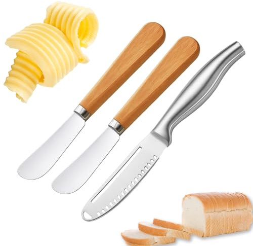 Butter Knife Set, Butter Knife Spreader, 3-Piece cute Knives and Spreaders for Smooth Dessert Cheese Spreading, Ideal for Breakfast Tea Parties Sandwich Making