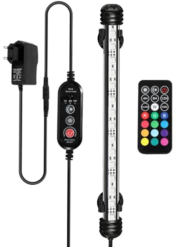 Peviasot Illuminazione a LED per acquario, 3 W, luce per acquario RGB, IP67, impermeabile, striscia luminosa per acquario con interruttore automatico timer, adatta per acquari d'acqua dolce di diverse