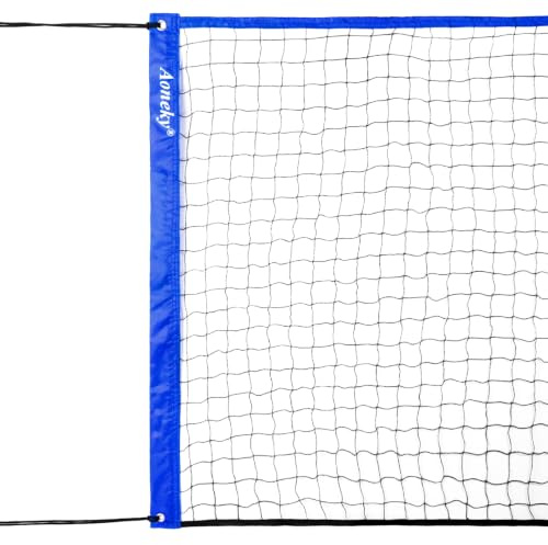 Aoneky Filet de Volley-Ball 4,5M /6,4M /9,6M x 0,9M, Nylon, avec Cordes pour Montage - Filet de Badminton Pickleball Tennis Piscine Plage Jardin Intérieur Extérieur(6.4m x 0.9m)