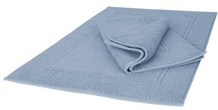 Ruggeri - Set 2 Tappeti Bagno 50x80 cm - 100% Cotone Extra Morbido - Collezione Let's Color! (Azzurro)