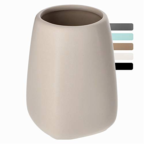 KADAX Bicchiere da Bagno, Bicchiere Portaspazzolino in Ceramica, Tazza da Bagno, Portaspazzolino, Bicchiere per Spazzolino, Portaspazzolino da Bagno (beige)