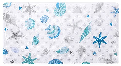 OTHWAY Baby Bath Mats Non Slip Children's Bath Mat Anti Mould Baby Bathtub Mat Safety Toddlers and Nippers Bathroom Shower Tub Mats with Suction Cups, Bath Mat Anti Slip 39 x 71cm Clear Sea Creature