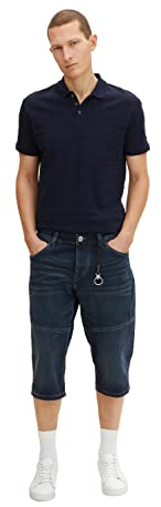 TOM TAILOR Herren Overknee Jeans Bermuda Shorts 1029772, 10173 - Dark Stone Blue Black Denim, 40