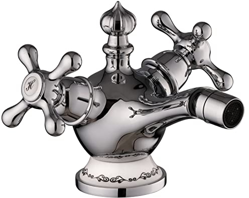 PaulGurkes Bidet Armatur Nostalgie Antik Zweigriffmischer Bidetarmatur Retro schwenkbares Mundstück Intimdusche Hygiene Dusche Aufputz Wasserhahn