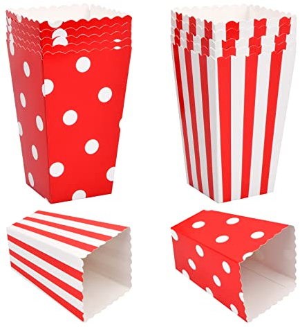 Jinlaili 12 Pièces Boîtes à Popcorn Petite, Sacs à Pop Corn en Papier, Pop Corn Conteneur, Boîte à Collations de Fête, Boîtes à Bonbons, Rétro Boite Pop Corn pour Cinémas Anniversaires Fêtes Carnavals