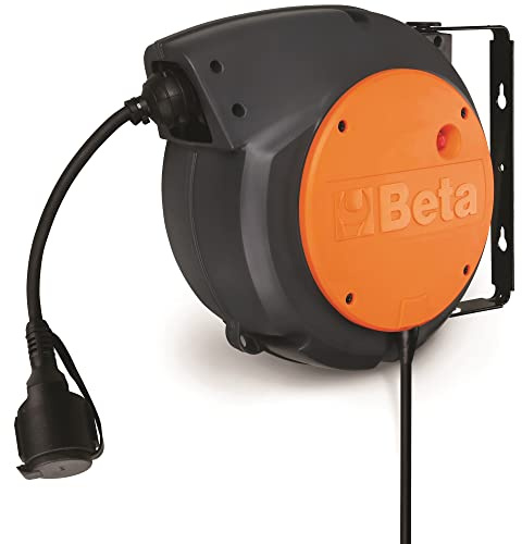BETA - 1844 15-H05/SCK Bobinadora automática con cable 3Gx1,5 mm² y enchufe schuko, longitud del cable fuera de la carcasa 1 m, con soporte giratorio de 180° y segundo soporte de enclavamiento rápido,