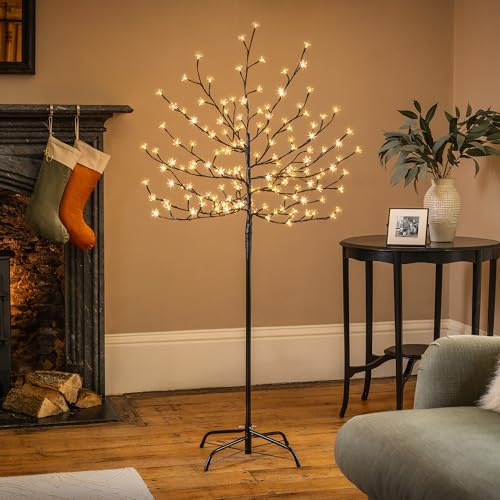 Christow Cherry Blossom Tree 150 LED Light Up Indoor Outdoor Christmas Decoration 150cm / 5ft (Warm White)