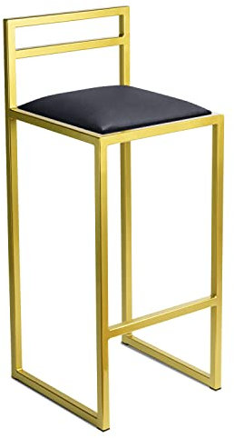 Barhocker Gold mit Lehne 95 cm - Metall Barstuhl mit Gepolstertem Sitz - Loft Style