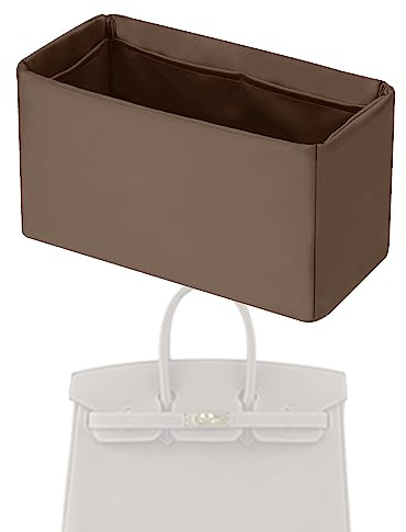 XYJG Purse Handbag Silky Organizer Insert Keep Bag Shape Fits Herme Birkin 20/25/30/35/40 bags, Luxury Handbag Tote Lightweight Sturdy(Etoupe grey,BK 35)