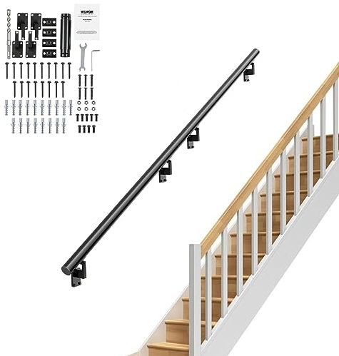 VEVOR Main Courante pour Escalier 2148 mm Rampe Escalier Murale Intérieur Barre Appui en Alliage d'Aluminium Épais avec Kit d'Installation Capacité de Charge 199,6 kg pour Escaliers Couloirs de Maison