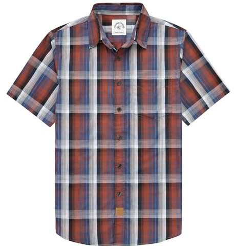 Dubinik® Camisas Hombre Manga Corta Cuadros Camisa Manga Corta Hombre Verano Botón Casual Vintage Trabajo Camisas para Hombre Azul Blanco Borgoña 3XL