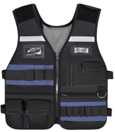 Dualoai Gilet per attrezzi da elettricista Gilet da uomo per attrezzi Gilet da lavoro per elettricista multi tasche per artigiani