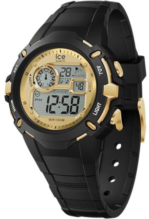 ICE-WATCH - Ice Digit Explorer Black Gold - Montre Noire pour garçon avec Bracelet en Silicone - 024009 (Small)
