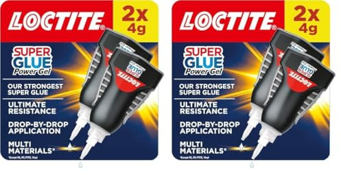 Loctite Super Glue Power Gel, Flexible Super Glue Gel, Superglue with Non-Drip Formula for Vertical Applications, Clear Glue with Precise Nozzle, 2x4g (Pack of 2)