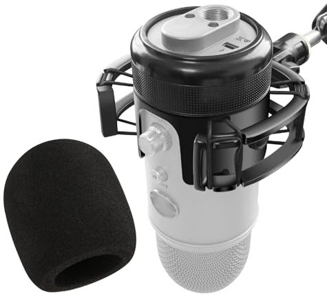 Supporto antiurto Blue Yeti con filtro anti-pop per microfoni Blue Yeti, struttura in metallo/plastica, sospensione antivibrazioni, supporto da pavimento