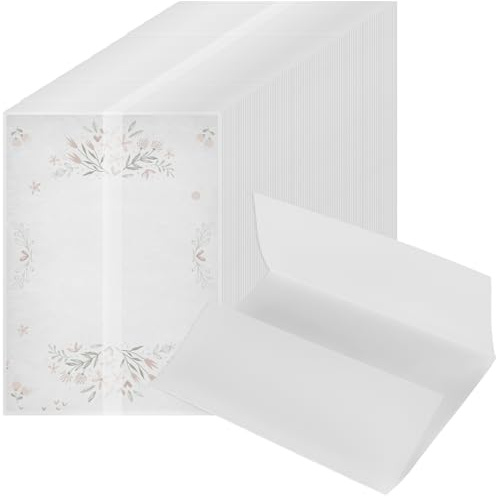 LEXININ 100 Pcs 5x7 Inch Vellum Jackets, 13 x 18cm Pre Folded Translucent Vellum Wrap for Wedding Invitations, Birthday Party