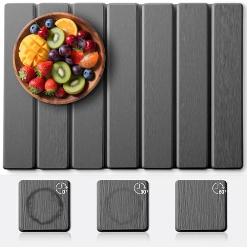 Tappetino Scolapiatti da Cucina, Tappetino Scolapiatti Assorbente in Terra Diatomacea, Altamente Assorbente, Asciugatura Rapida (Grigio Scuro, 40x30 cm)