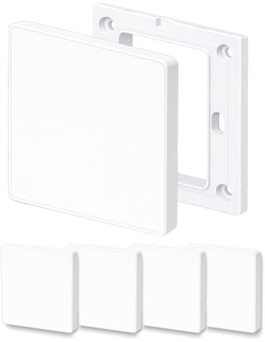 Placa de Pared Ciega, Cubierta Ciega Empotrada, 8,6 X 8,6 Cm Plástico Sin Tornillos Cubierta de Enchufe de Una Sola Marcha Para Enchufes o Interruptores no Utilizados (Blanco (4 PCS))