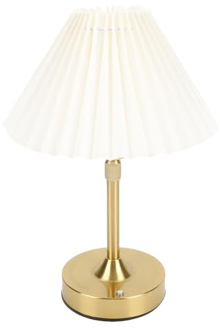 Asixxsix Sladdlös LED-bordslampa med Tygskärm, Uppladdningsbar Vintage Romantisk Sänglampa med 2700K Varmt Ljus och Steglös Ljusreglering för Vardagsrummet i Sovrummet