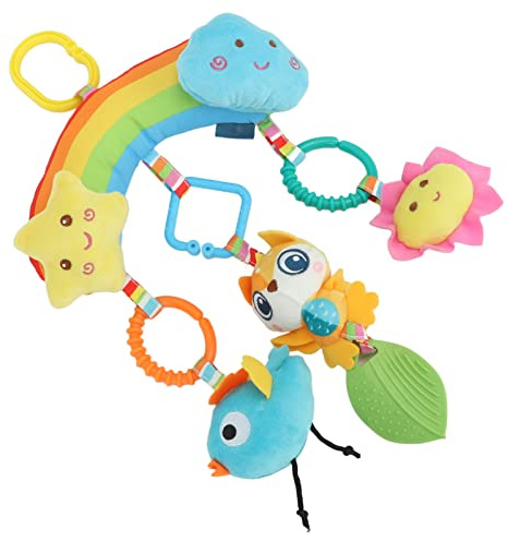 Fdit Juguete para Asiento de Coche, Animales Lindos y Suaves, Juguete Educativo para bebé para Recién Nacido, Clamp/Holder Colgante de Felpa en Cochecito Infantil, Regalo de Gel para Dentición,