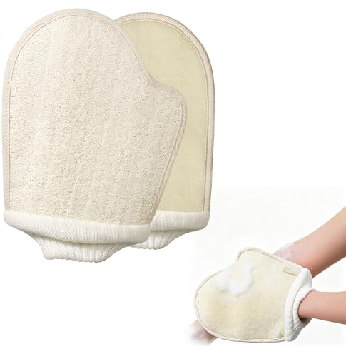 Guanto Esfoliante Corpo - Guanto di Crine in Luffa Naturale per Pulizia Pori Viso E Corpo, Exfoliating Scrub Gloves, Spugna Doccia per Peeling E Scrub, Set Guanti Peeling Professionali (1unità)